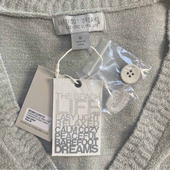 Barefoot Dreams Dew Drop CozyChic Ultra Lite Chevron Placket Cardigan Medium - Picture 14 of 16